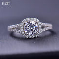 Silver 925 Original 1 Carat Brilliant Cut Pass Diamond Test D Color Moissanite V Arm Cushion Ring for Women Party Fine Jewelry