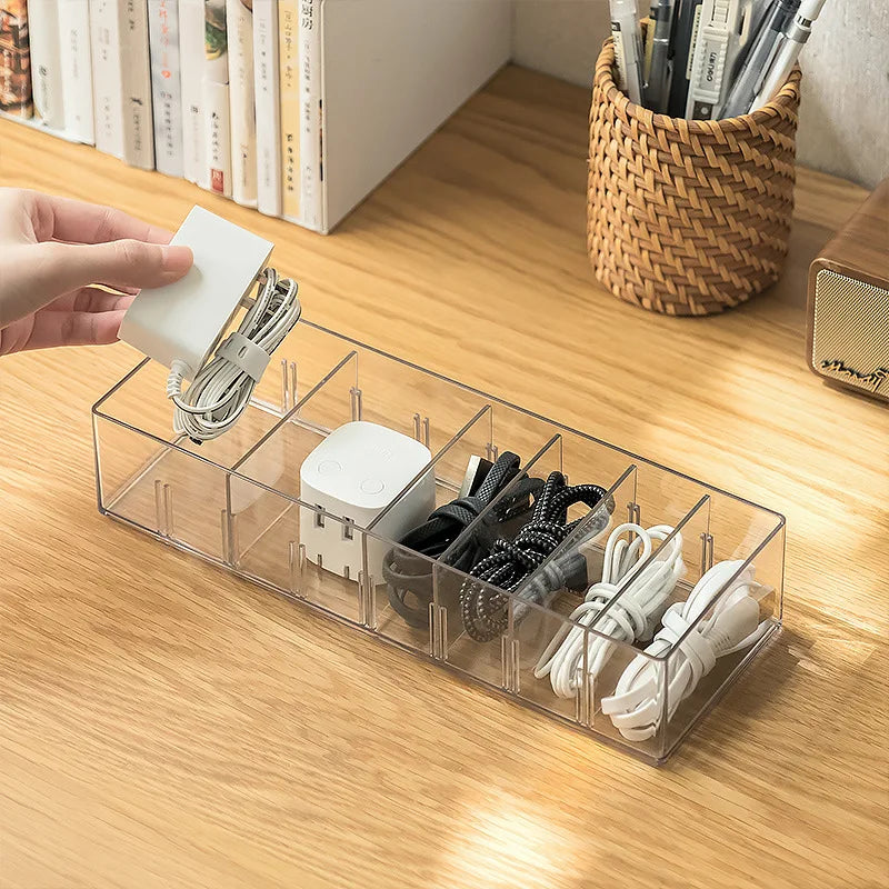 Modern Square PET Storage USB Organizer Multifunction Plastic Phone Data Cable Line Data Storage for Home Office Capacity 10kg
