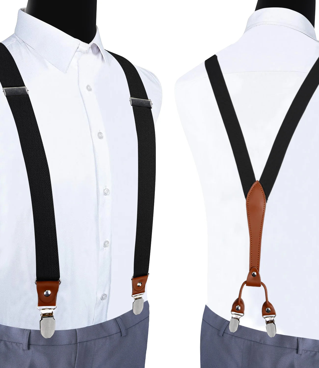 Suspenders for Men Boy Wedding Party Event X-Back 4 Clips Adjustable Elastic Trouser Brace Strap Belt Dad Gift