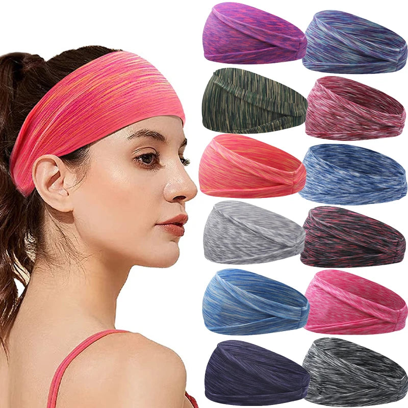 Custom Logo Soft Elastic Sweat Absorption Wide Yoga Fitness Workout Sports Running Non Slip Headband