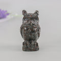 Natural Yooperlite Crystal 6-Inch Hand Carved Owl Stand Big Stone Animal Carving Figurine for Home Desktop Decoration