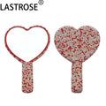 Hot Selling Sparkling Hand Mirrors Heart Shape Full Rhinestone Mirror Shiny Decorative Makeup Handheld Mirrors