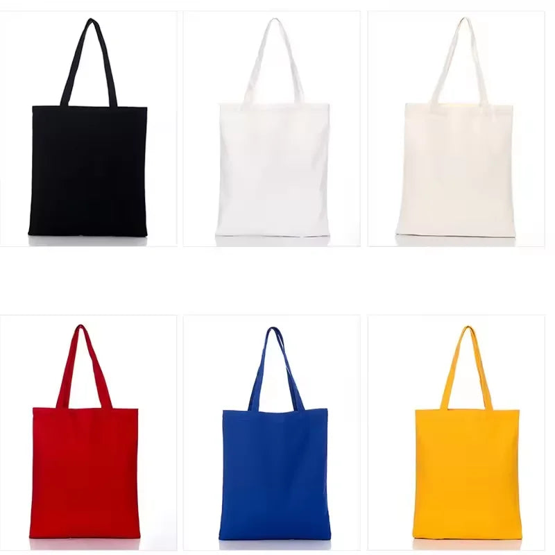 Eco-friendly Colorful Full-cotton Printed Eco Recycled Shopping Bag Plain Organic Cotton Canvas Tote Bag With Custom Logo
