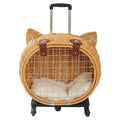 New Release OEM&ODM Outdoor Handmade 2 in 1 Large Capacity PE Rattan Breathable and Portable Cat Travel Bag Pet Trolley With Pad