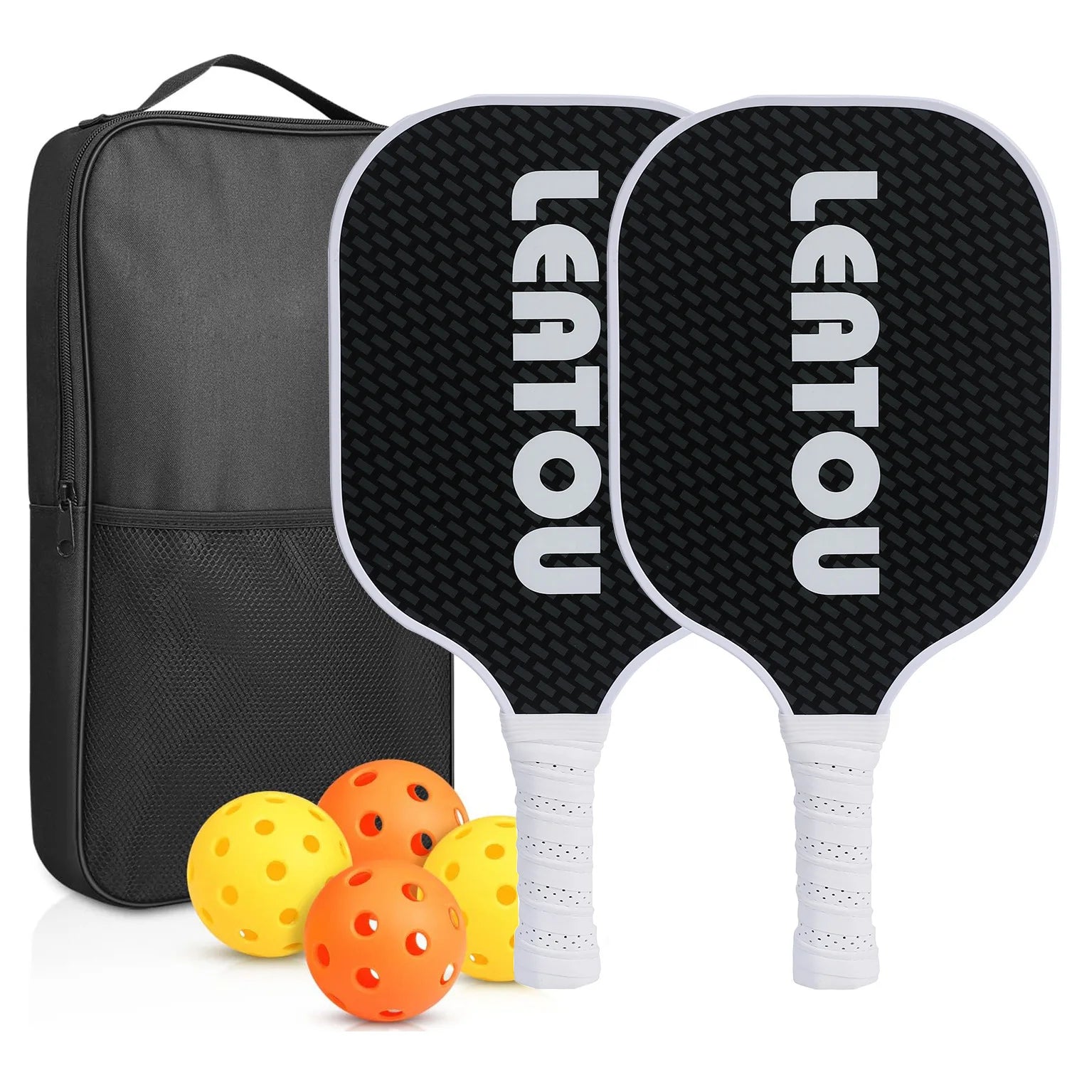 Top Selling T300/T700/3K USAPA Compliant 16MM Carbon Fiber Pickleball Paddle Set 2 Paddles with 4 Balls