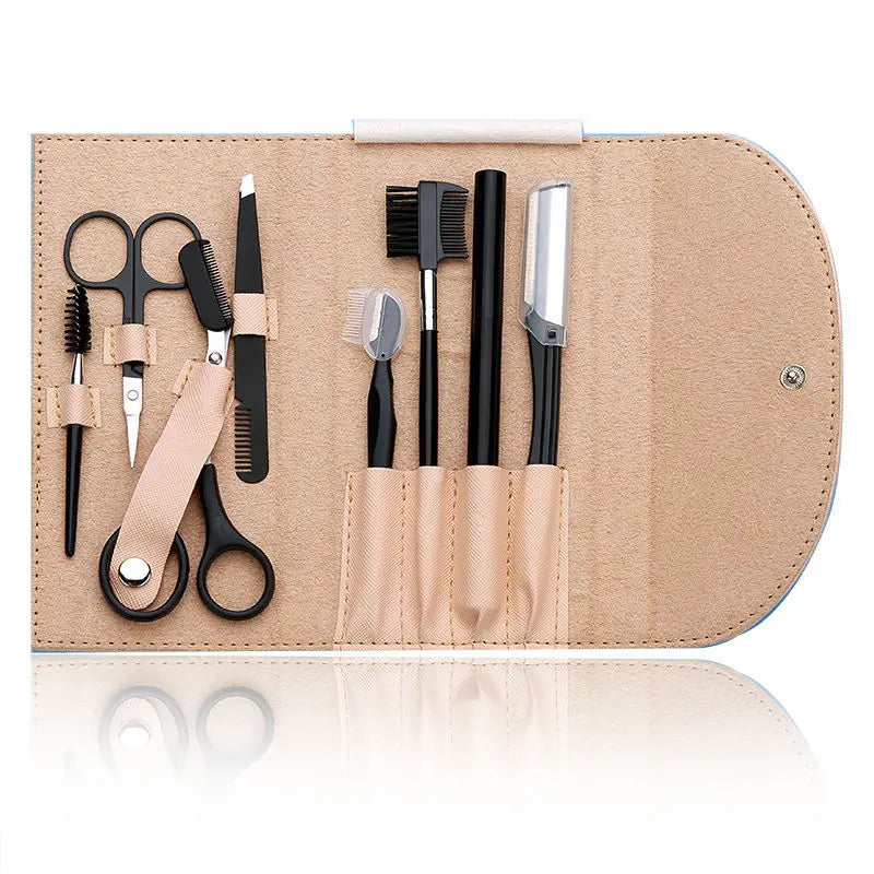 8PCS Eyebrow Trimmer Kit High-quality Eyebrow Razor Set Tweezers Scissors for Face Eyebrow Brush Grooming Tool Kit