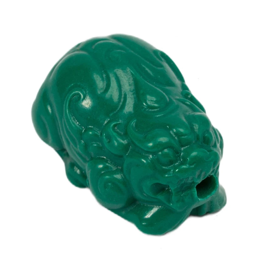 Fengshui Carved Pixiu Green Turquoise Loose Spacer Beads Accessories Magnesite Through Hole Charm Bead for Bracelet Making