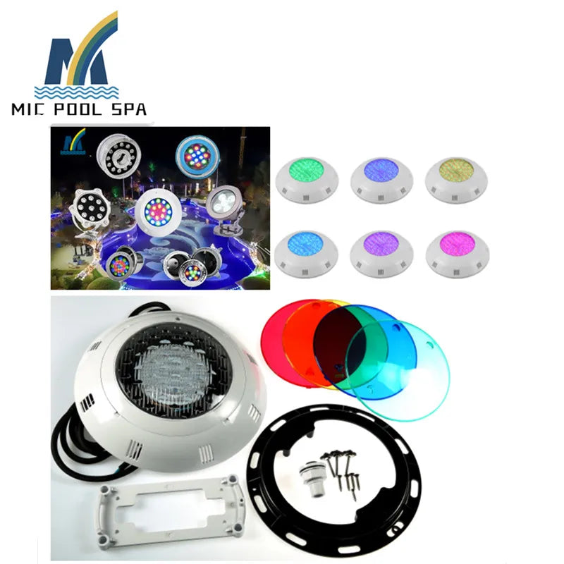 Hot sale 100w/12V plastic Halogen underwater lights swimming pool wall mounted  LED RGB lights