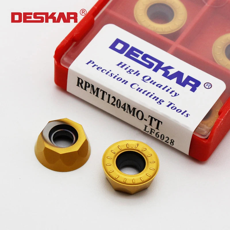 DESKAR CNC Lathe Carbide Inserts Turning Tools Machining Milling Cutter Blade RPMT1204MO-TT LF6028