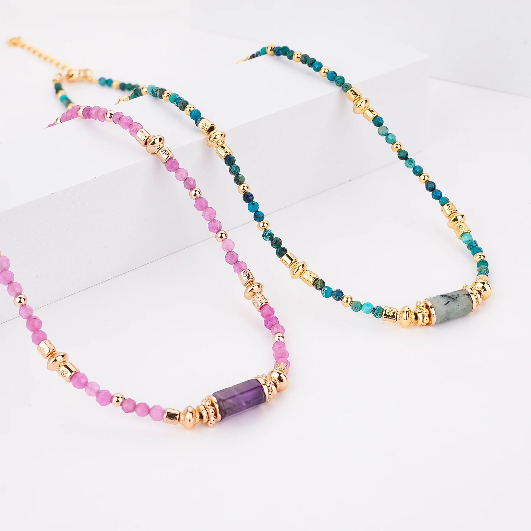 Gemstone 3MM Natural African Turquoise Red Agate Choker Gem Stone Necklace Jewelry