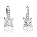 Simple square diamond fine 925 sterling silver fashion big diamond stud earrings for women girls