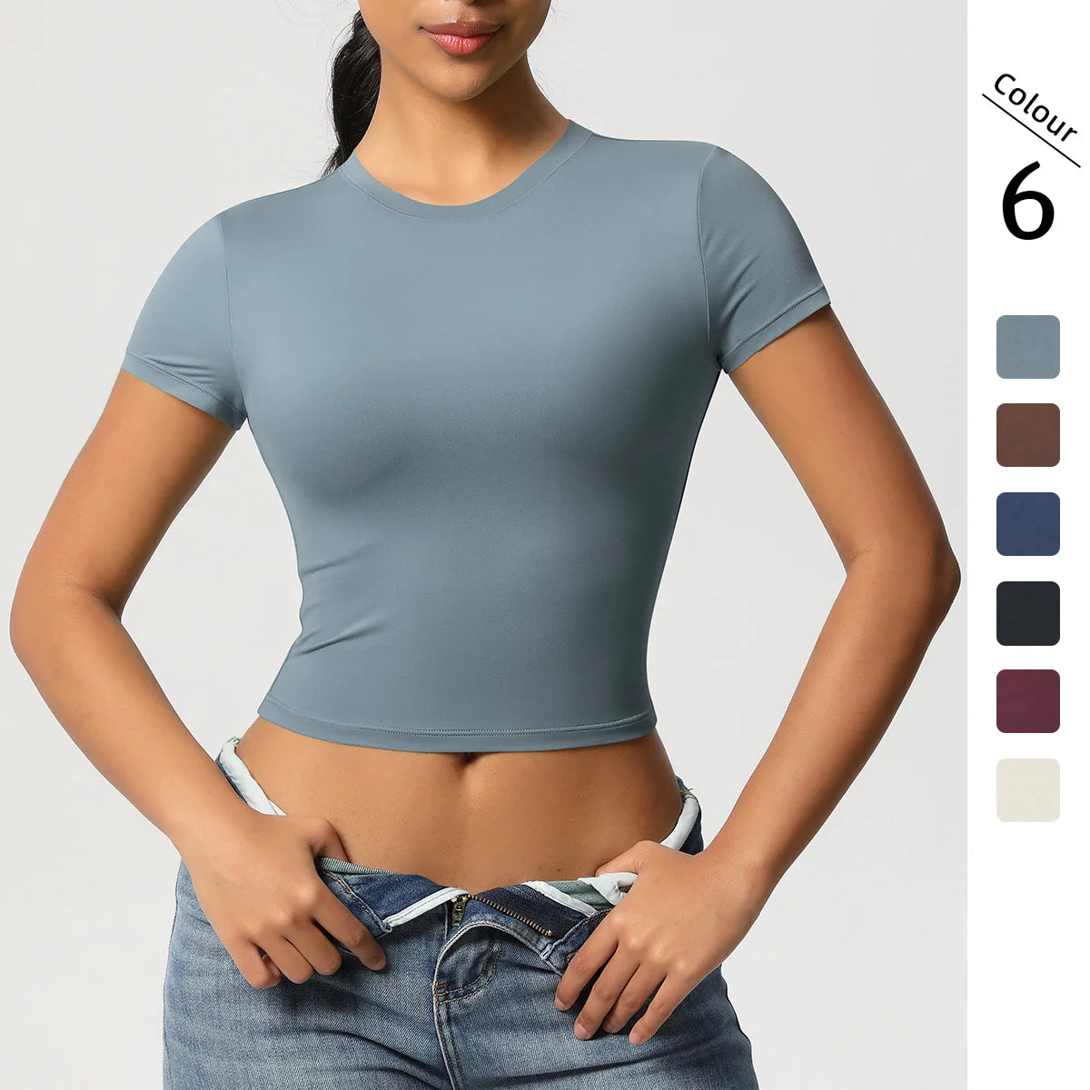 2026 Summer Women's Quick-Drying Spandex Loungewear Casual Crop Tops with Short Sleeves Plus Size Custom Logo Wholesale MegaBDM