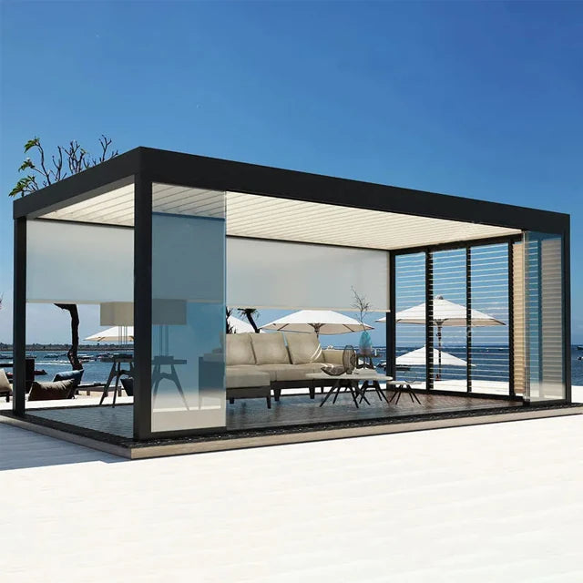 Louvers Cover Bioclimatic Pergolas Freestanding Aluminum Sliding Fold Outdoor Restaurants Retractable Roof Powder Coated Gazebo