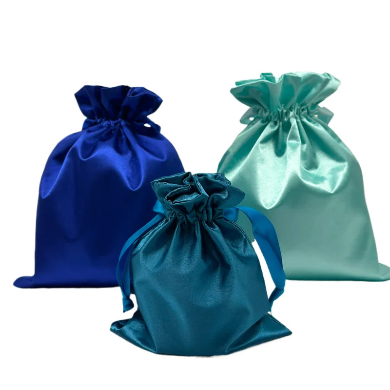 Wholesale Luxury Silk Satin and Velvet Drawstring Wig Bag with Custom Logo Printing for Jewelry Storage or Gift Giving