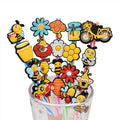 Yellow Bee Honey Drinking Custom Reusable Colorful Pentagram Straw Charms for Tumbers Wholesale Plant Flower Straw Topper