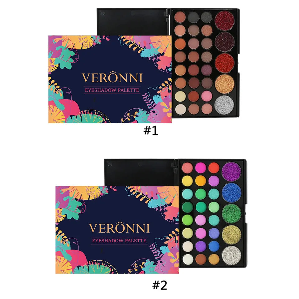 VERONNI Long Lasting Waterproof 29 Colors Eye Shadow Palette Eye Makeup Colourful Glitter Shimmer Makeup Eyeshadow Powder