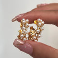 Dazan New 18k Gold Plated Unique Hypoallergenic Stainless Steel Zircon Natural Pearl Rococo Earrings Tarnish Free Jewelry