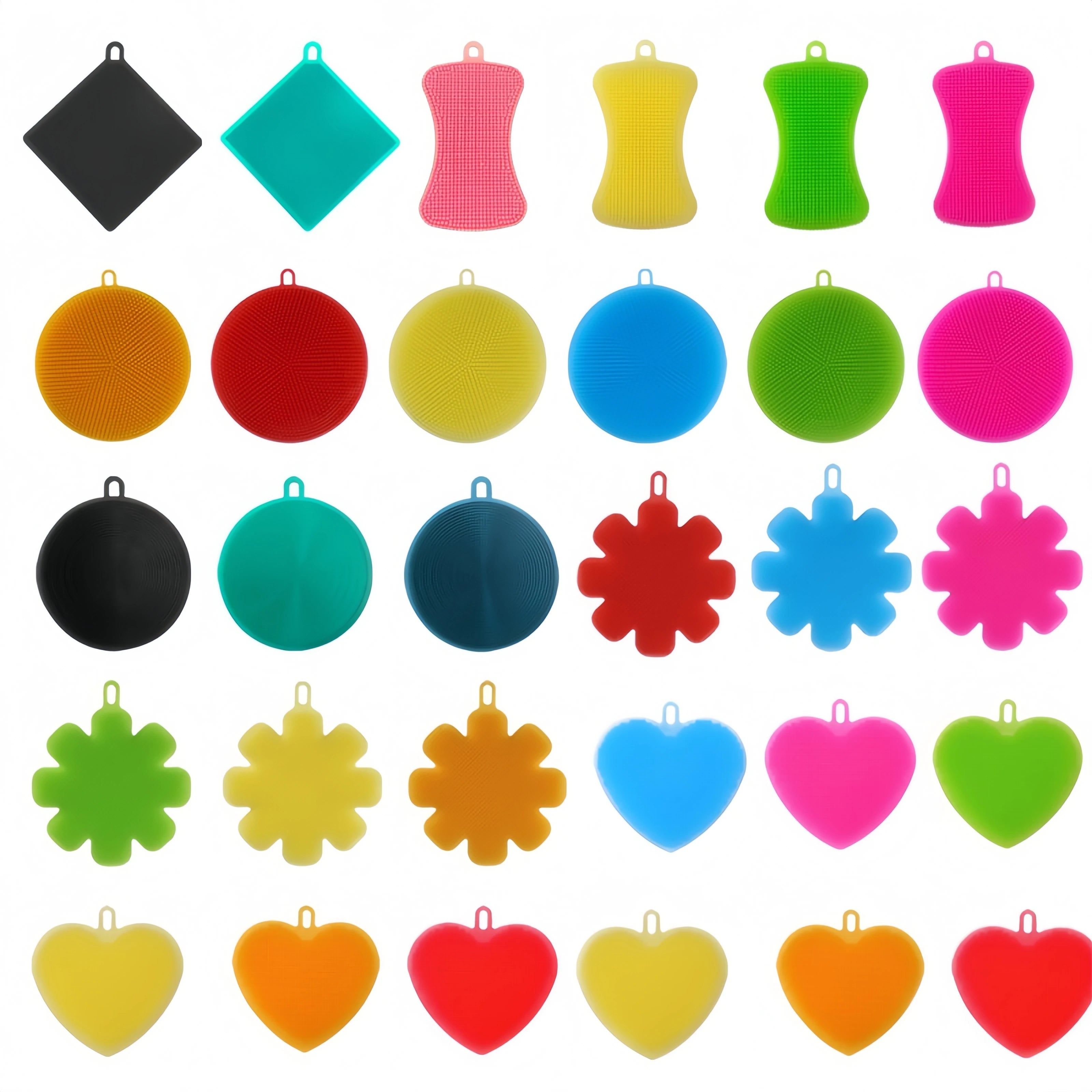 Square/Round/Heart/Flower/Bone Eco-Friendly Silicone Dish Sponges Multi-Purpose Kitchen Sponge Brush Cleaning Gadgets Dishwasher