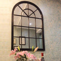 89*60cm Door Design Decorative Large Iron Wall Mirrors Wall Hanging Black Metal Frame Arch Mirror for Home Decor Dropshipping