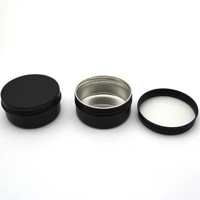 Custom 30ml 50ml 80ml 100ml Aluminum Tin Containers Black Plated Spice Jars Perfume Cosmetic Chemical Wax Packaging