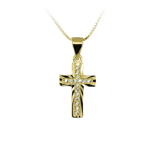Gold Plated Religious Silver Cross Pendant and Stones Pure 925 Silver Jewelry Cross Pendant