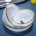 Fashion Wholesale Luxury Clear Glassware With Gold Home Decor Design Glass Bowl Plate Dinnerware Set