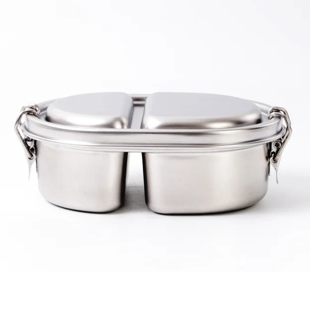 500ml Oval Stainless Steel Bento Boxes  Tiffin Carrier Stackable Lunch Box Set