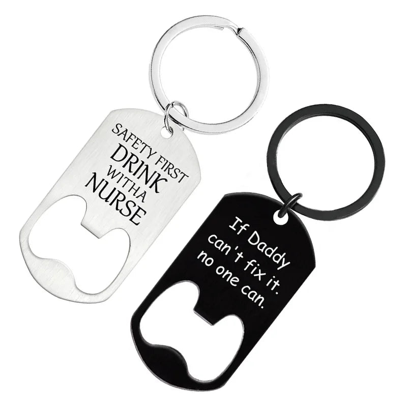 Custom Wedding Party Names Stainless Steel Key Chain Personalized Bottle Opener Key Ring Gift Custom Wedding Key Ring for Guest
