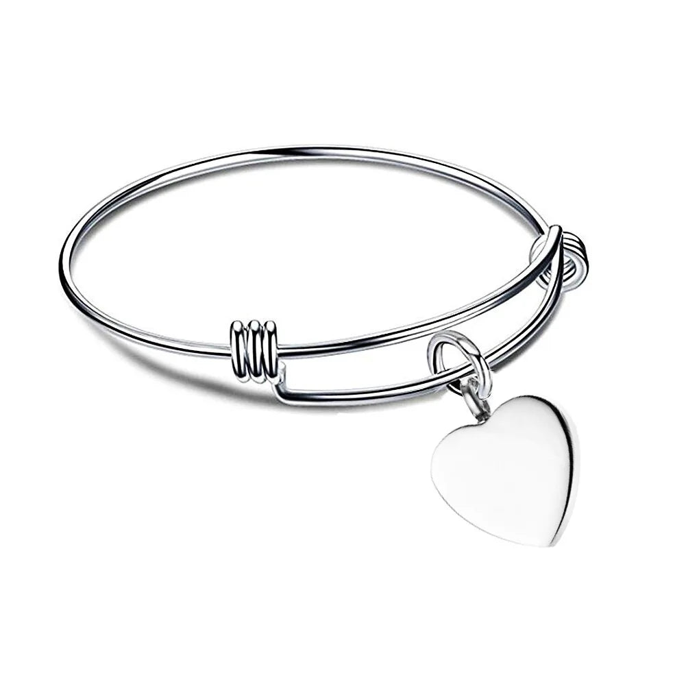 Cremation Jewelry Stainless Steel Urn Heart Pendant Bracelet Expandable Cuff Memorial Urn Bangle Gift for Mother's Day