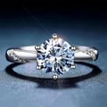 Huitan S925 Manufacturer OEM Classic 6 Claws Round Imitated Diamond 925 Sterling Silver Finger Rings for Women Wedding CZ Rings