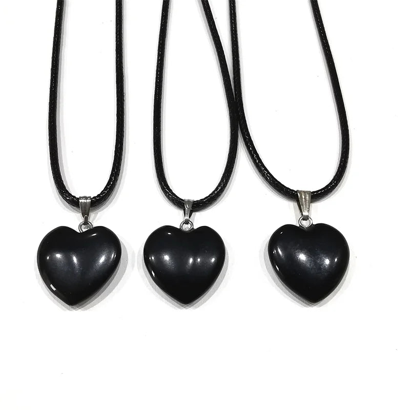 Hot Sale Wholesale Crystal Carvings Obsidian Heart Shape Pendant Stone Quartz for Decoration