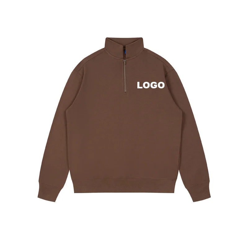 350GSM Men's Fall Winter  Blank Custom Half  Zip up Pullover Sweatshirts Men Casual Basic Sweat Coats