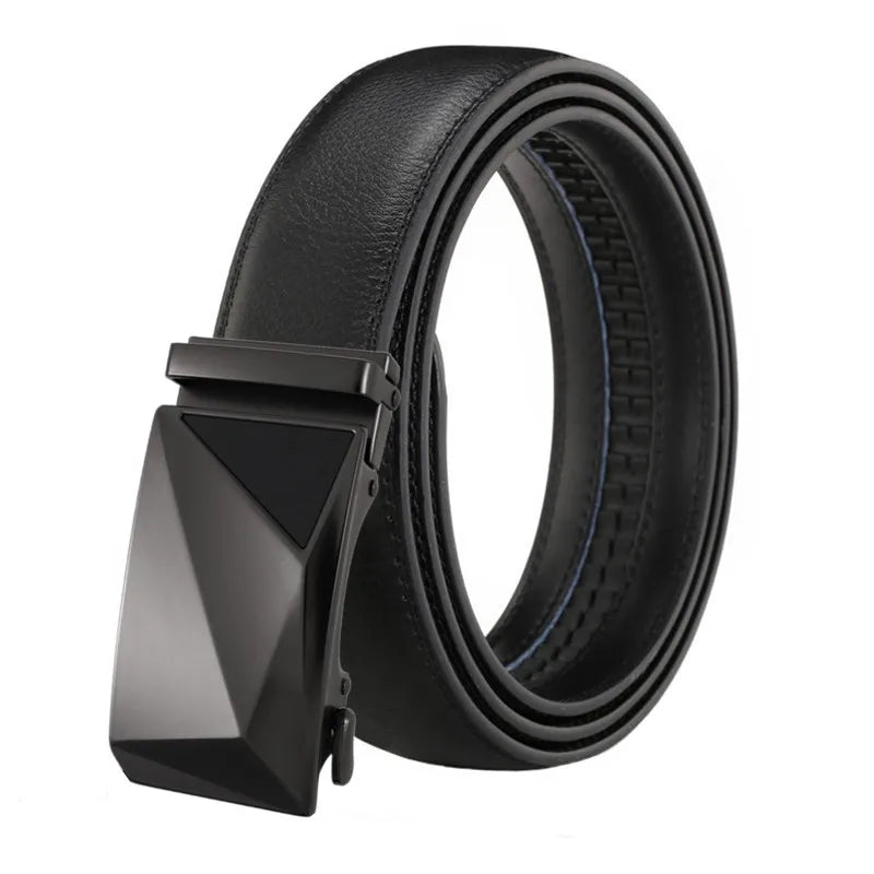 LQbelt Men's Automatic Buckle Ratchet Belts for Men Genuine Leather Belt Waistband Factory Custom LOGO