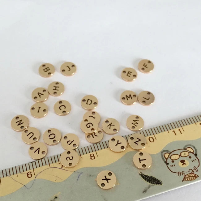 CF048 Round Shape 14K Gold Filled Letter Charm Connector Alphabet a to Z Initial Pendant for Jewelry Making