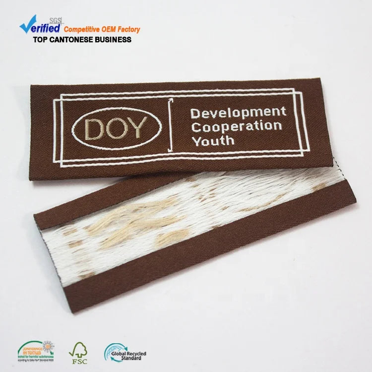 High Quality Clothing Labels Wholesale End Fold Custom Name Brand Logo Colorful Woven Tags for Apparel