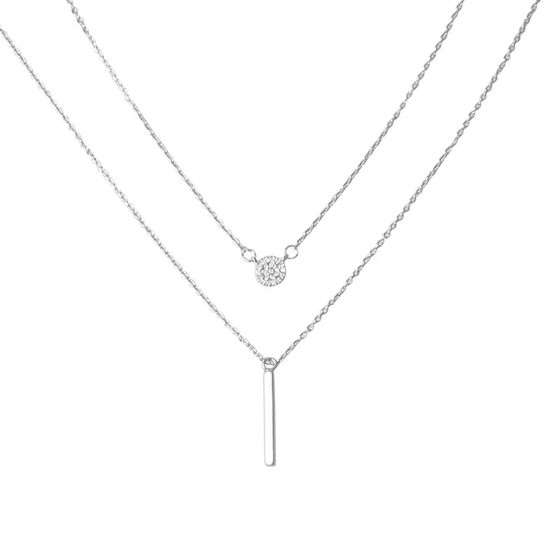 Wholesale Hot Selling New Style Temperament Square Flash Drill Double Clavicle Necklace for Women Jewelry Gifts Necklace