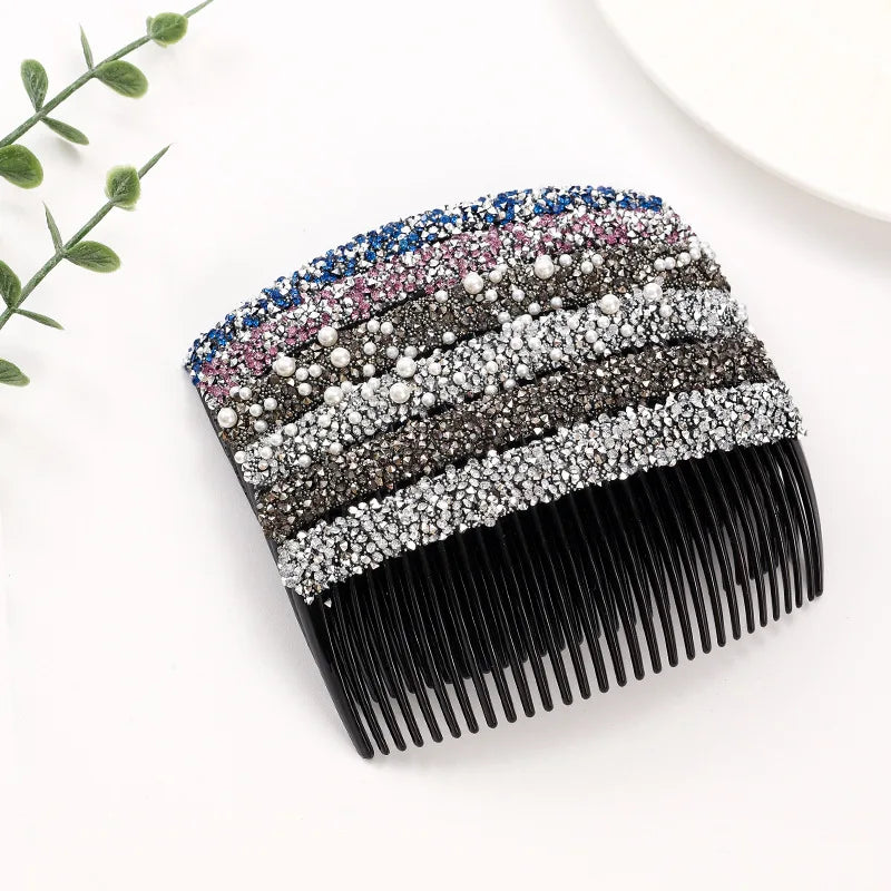 MIO Luxury Crystal Wedding Side Hair Comb With Pearl Vintage Shinny Rhinestone Hair Clip Plastic Teeth Hair Comb for Women