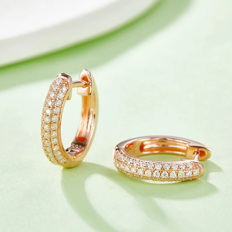 Abiding High End Quality Jewelry 925 Sterling Silver Hiphop Women Men Earrings 3 Row Diamond Moissanite Hoop Earrings