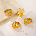 18K Gold Plated Religious Christian Jewelry Crystal Cross Jesus CZ Ring Stainless Steel Tiger Head Virgin Mary Mens Gold Rings