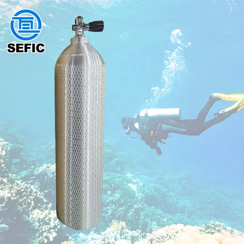 Refillable Scuba Diving Cylinder 11.1L With Safety Valve Swimming Scuba Diving Aluminum Air Tank Gas Cylinder