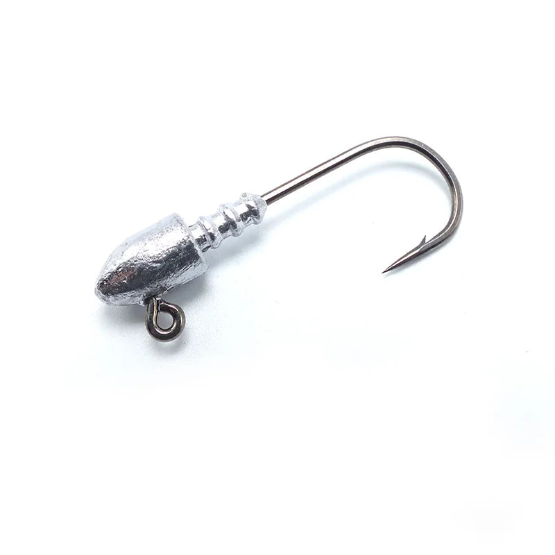 Big Size 10g 6/0 Quality Jighead Bullet Unpainted Jig Head Chemically Sharpened Brand Fishing Jig Hook