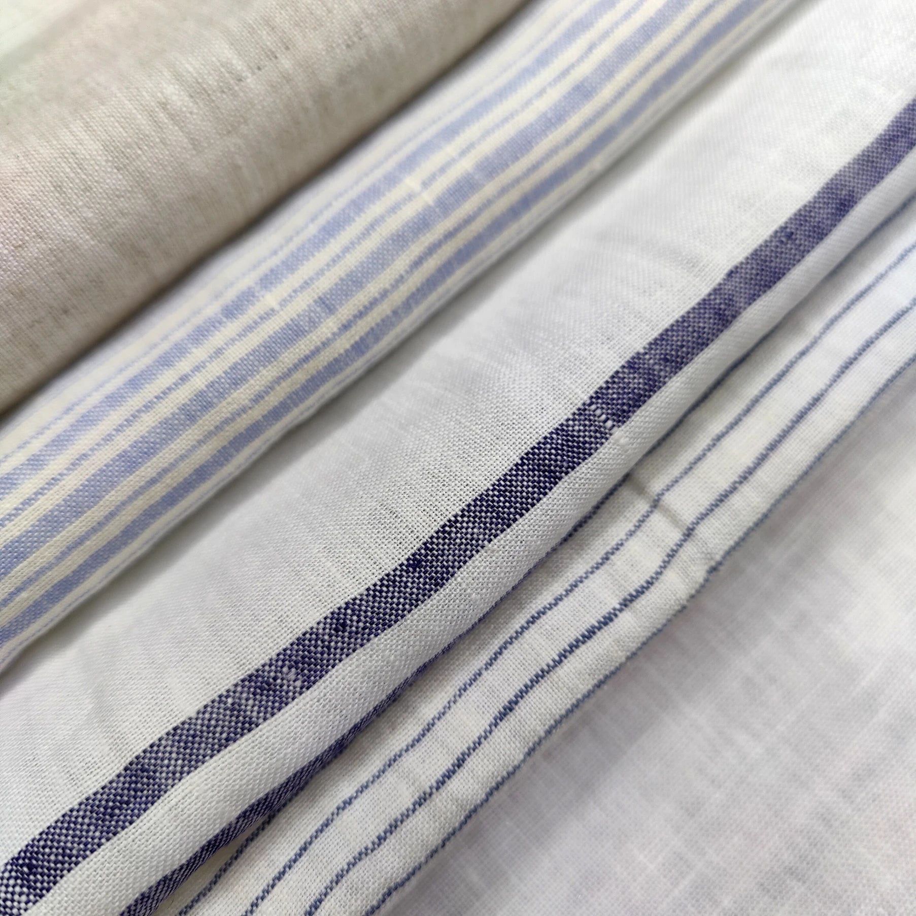 M&Y RW1217 100% Linen Ready-Made White Curtains Blackout Fabric Roll for Home Textile Cushions Upholstery