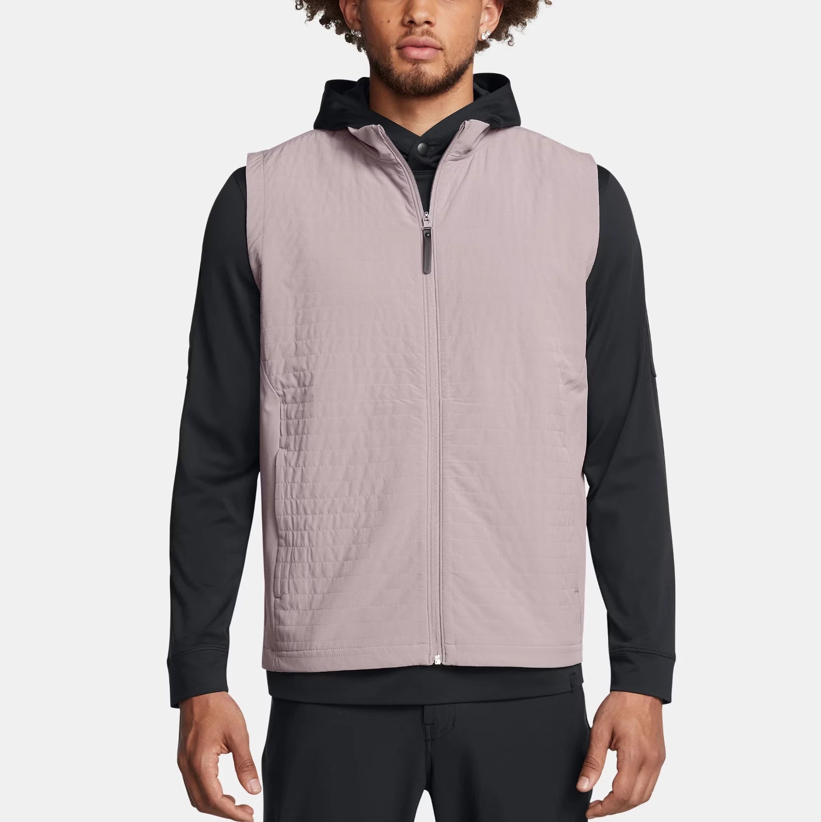 Men's Lightweight Waterproof Spring Woven OEM Service Quilted Jacket Full Zip Stand Collar Sleeveless
