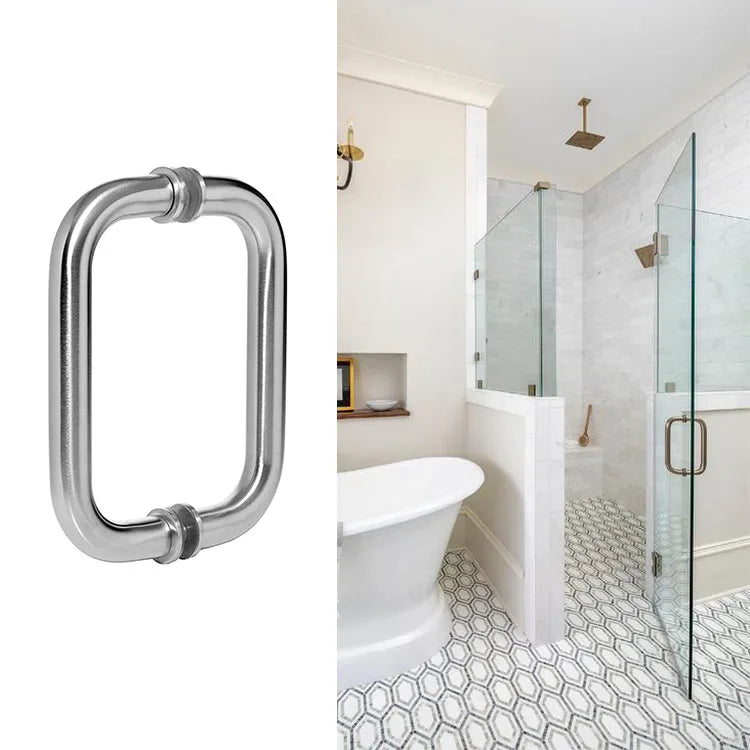 Door Pull Handles Double Sided Stainless Steel Mirror Polished Glass Made in China Door Handles Graphic Design Modern