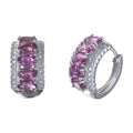 Factory Wholesale Rhodium Plated 925 Sterling Silver Oval Cut Natural Pyrope Hoop Earrings for Women Anniversary Gift Daily Wear