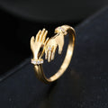Unique Hand Shape Design Copper Inlaid Zircon Hip Hop Future Wind Ring Trend Jewelry