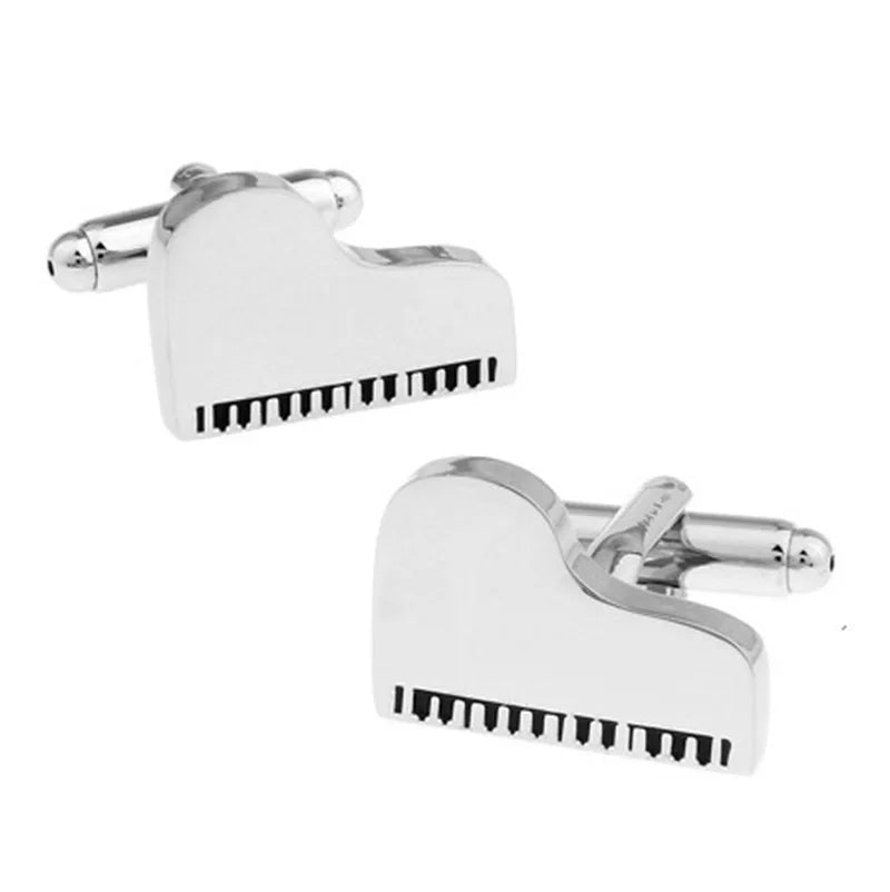 Wholesale Piano Shape Musical Instrument Novelty Cufflinks Custom Men Suit Shirt Fashion Accessory Wedding Tuxedo Trendy Jewelry