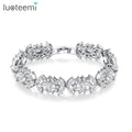 LUOTEEMI Rhodium Plated Queen Flower Design Luxury Sparkling Cubic Zirconia Diamond Fashion Women Wedding Jewelry Bracelet