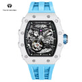 For MIYOTA Automatic Mechanical Men's Luxury Wristwatch Ceramic Case Tonneau Rubber Band Sapphire Crystal 5ATM/50M Water
