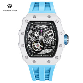 For MIYOTA Automatic Mechanical Men's Luxury Wristwatch Ceramic Case Tonneau Rubber Band Sapphire Crystal 5ATM/50M Water